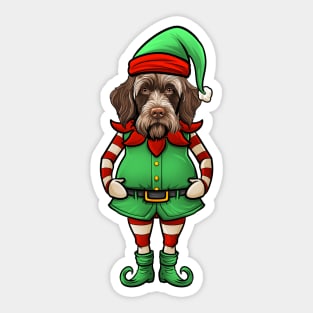 Funny Christmas Elf Wirehaired Pointing Griffon Dog Sticker